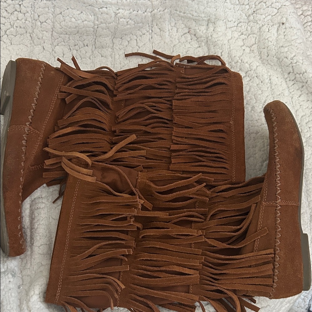 LC Lauren Conrad Brown Suede Fringe Boots